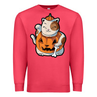 Cardinal cute kawaii maneki neko cat halloween pumpkin costume boys Premium Sweatshirt - trangStudio