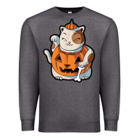 Charcoal Heather cute kawaii maneki neko cat halloween pumpkin costume boys Premium Sweatshirt - trangStudio