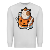 Dove Grey cute kawaii maneki neko cat halloween pumpkin costume boys Premium Sweatshirt - trangStudio