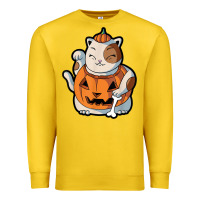 Lemon cute kawaii maneki neko cat halloween pumpkin costume boys Premium Sweatshirt - trangStudio