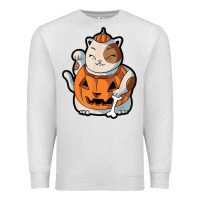 Oatmeal Heather cute kawaii maneki neko cat halloween pumpkin costume boys Premium Sweatshirt - trangStudio