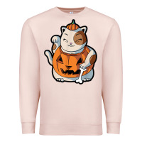Pale Pink cute kawaii maneki neko cat halloween pumpkin costume boys Premium Sweatshirt - trangStudio