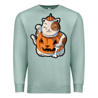 Seafoam cute kawaii maneki neko cat halloween pumpkin costume boys Premium Sweatshirt - trangStudio