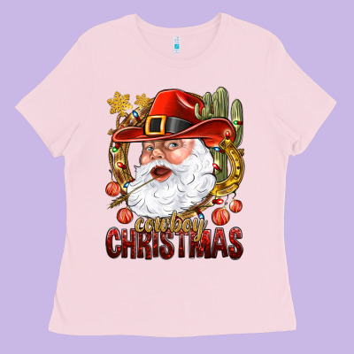 Cowboy Christas Santa Ladies Tee Designed By Nancycooperartshop