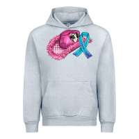 Heather Grey cowboy hat and cancer ribbon Urban Hoodie - AdoDesignShop