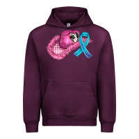 Mauve Wine cowboy hat and cancer ribbon Urban Hoodie - AdoDesignShop