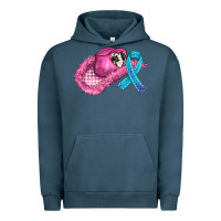 Pigment Midnight Navy cowboy hat and cancer ribbon Urban Hoodie - AdoDesignShop