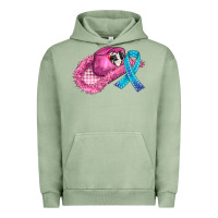 Pigment Oil Green cowboy hat and cancer ribbon Urban Hoodie - AdoDesignShop
