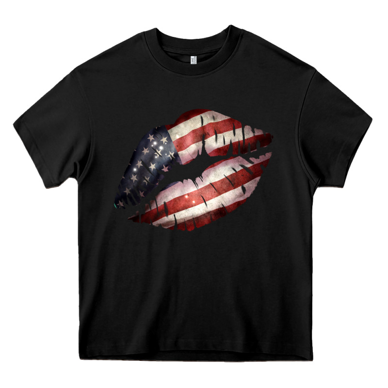 American Flag Lips Heavy Core Tee by Bettercallsaul | Teevron