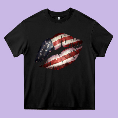 American Flag Lips Heavy Core Tee Designed By Bettercallsaul