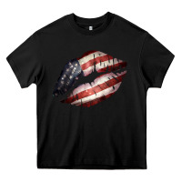 Black American Flag Lips Heavy Core Tee - Bettercallsaul