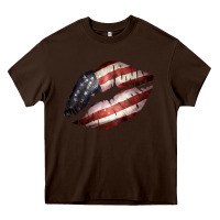 Chocolate Brown American Flag Lips Heavy Core Tee - Bettercallsaul
