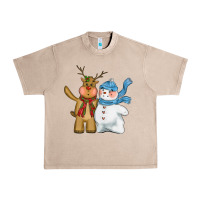 French Oak christmas reindeer snowman Urban Heavy Tee - CowGirlArtShop