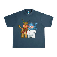 Midnight Navy christmas reindeer snowman Urban Heavy Tee - CowGirlArtShop