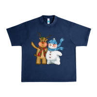 Christmas Reindeer Snowman Urban Heavy Tee | Teevron