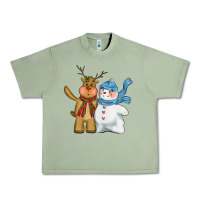 Oil Green christmas reindeer snowman Urban Heavy Tee - CowGirlArtShop