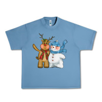 Pebble Blue christmas reindeer snowman Urban Heavy Tee - CowGirlArtShop