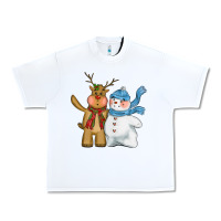 White christmas reindeer snowman Urban Heavy Tee - CowGirlArtShop