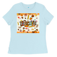 Baby Blue teacher fall Ladies Tee - NancyCooperArtShop