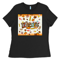 Black teacher fall Ladies Tee - NancyCooperArtShop