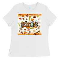 White teacher fall Ladies Tee - NancyCooperArtShop
