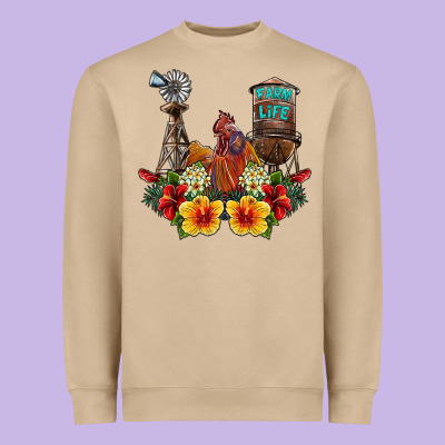Farm Life Rooster Heavyweight Sweatshirt Designed By Sublimationcraftshop