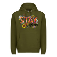 Army Green Stay Groovy Premium Hoodie - CowhideDigitalArt