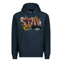 Navy Stay Groovy Premium Hoodie - CowhideDigitalArt