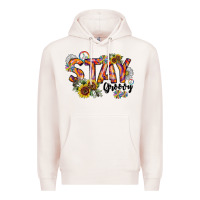Pale Pink Stay Groovy Premium Hoodie - CowhideDigitalArt