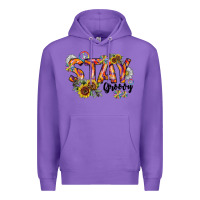Purple Stay Groovy Premium Hoodie - CowhideDigitalArt