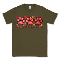 Army Green Happy Valentine's Day paws Valentine's Day Classic Tee - HowdyJamesFarm