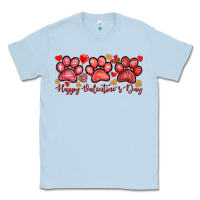Dusty Blue Happy Valentine's Day paws Valentine's Day Classic Tee - HowdyJamesFarm