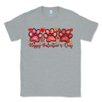 Heather Grey Happy Valentine's Day paws Valentine's Day Classic Tee - HowdyJamesFarm