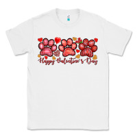 White Happy Valentine's Day paws Valentine's Day Classic Tee - HowdyJamesFarm