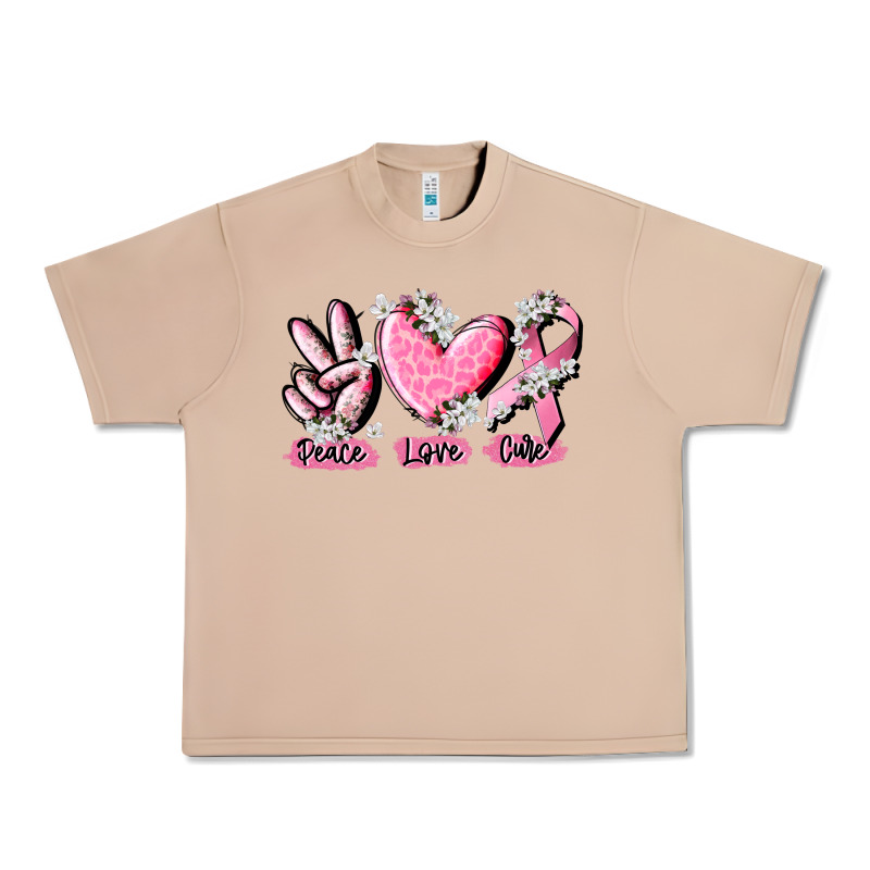 Peace Love Cure Breast Cancer Urban Heavy Tee by CowGirlArtShop | Teevron
