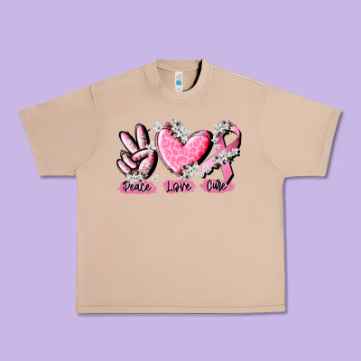 Peace Love Cure Breast Cancer Urban Heavy Tee Designed By Cowgirlartshop