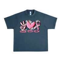 Midnight Navy peace love cure breast cancer Urban Heavy Tee - CowGirlArtShop