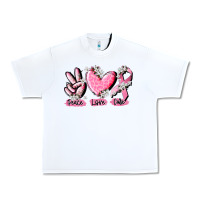 White peace love cure breast cancer Urban Heavy Tee - CowGirlArtShop