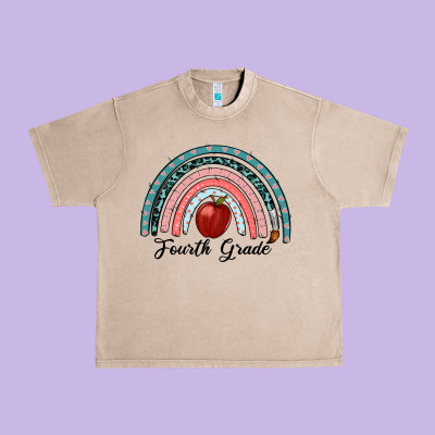 Fourth Grade Rainbow Urban Heavy Tee Designed By Ranaportraitstore