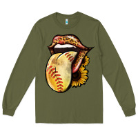 Army Green Softball Tongue Long Sleeve Tee - Jasminsmagicworld