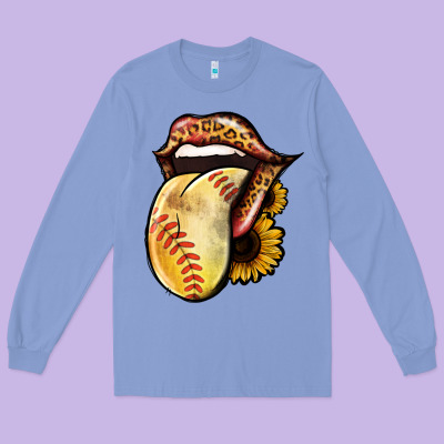 Softball Tongue Long Sleeve Tee Designed By Jasminsmagicworld