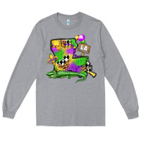 Heather Grey louisiana map alligator mardi gras olivia Long Sleeve Tee - OliviaCreatesArt