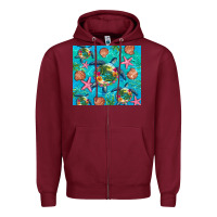 Burgundy Turtle summer seashells starfish seaweed Zipper Hoodie - Artiststas