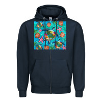 Navy Turtle summer seashells starfish seaweed Zipper Hoodie - Artiststas