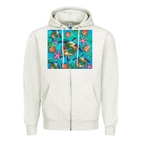 Oatmeal Heather Turtle summer seashells starfish seaweed Zipper Hoodie - Artiststas