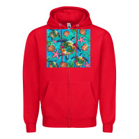 Red Turtle summer seashells starfish seaweed Zipper Hoodie - Artiststas