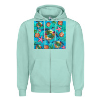 Seafoam Turtle summer seashells starfish seaweed Zipper Hoodie - Artiststas