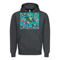 Smoke Turtle summer seashells starfish seaweed Zipper Hoodie - Artiststas