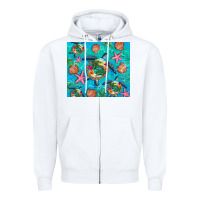 White Turtle summer seashells starfish seaweed Zipper Hoodie - Artiststas