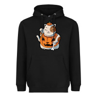 Black cute kawaii maneki neko cat halloween pumpkin costume boys Heavyweight Hoodie - trangStudio